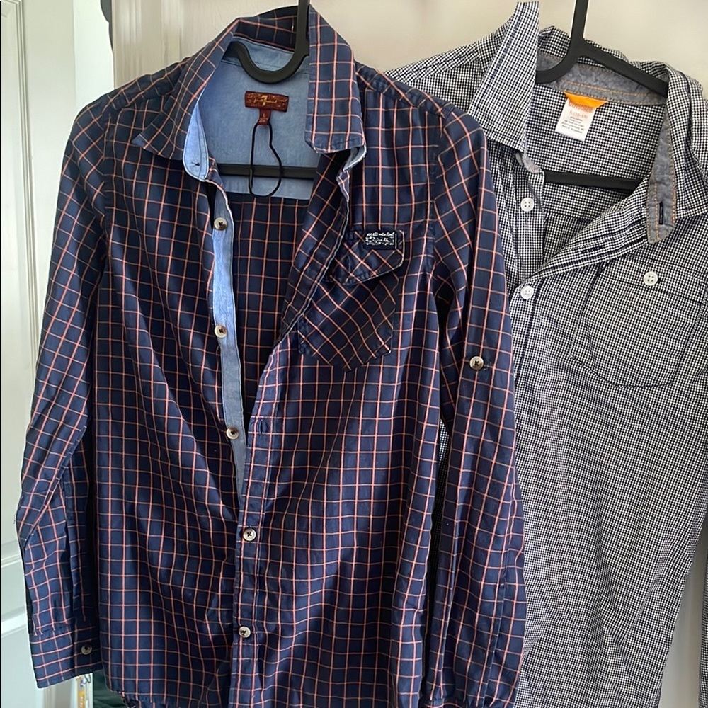 Set of 2 Boy’s Long Sleeve Checkered Shirts.  Size 10/12.